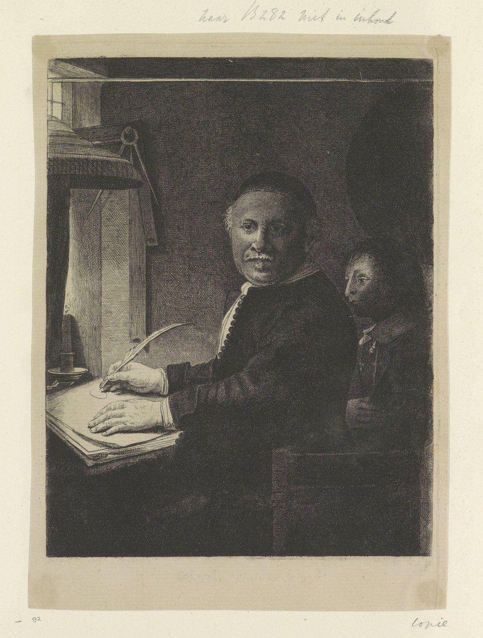 Portret pisarza Lievena Willemsza. van Coppenol: mały talerz Recueil de quatre-vingt-cinq estampes originales (tytuł serii) autorstwa Pierre François Basan