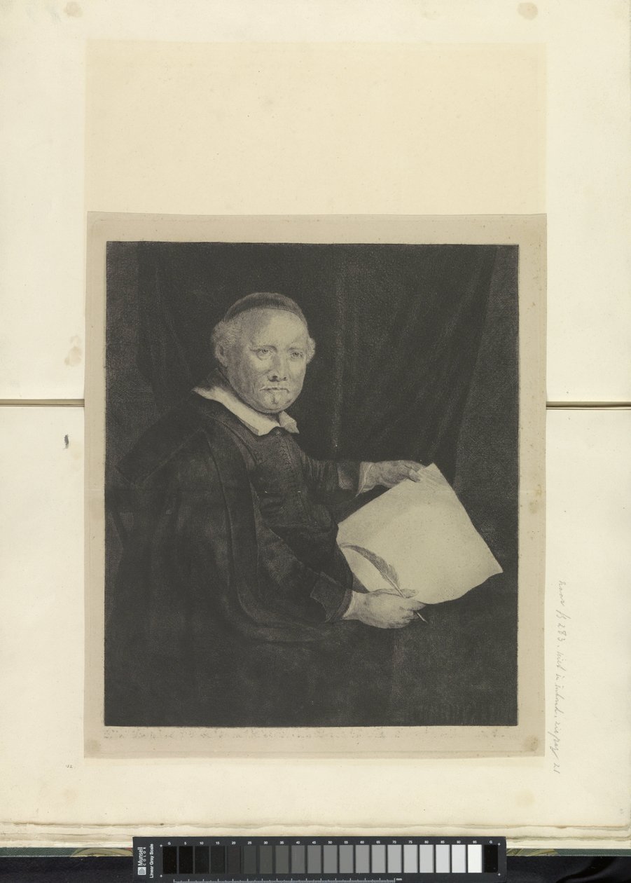Portret pisarza Lievena Willemsza. van Coppenol: duży talerz Recueil de quatre-vingt-cinq estampes originales (tytuł serii) autorstwa Pierre François Basan