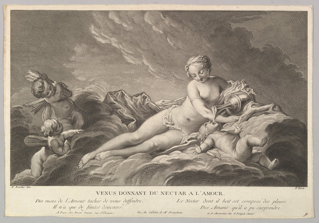 Wenus dająca nektar Kupidynowi, XVIII wiek. autorstwa Pierre François Basan