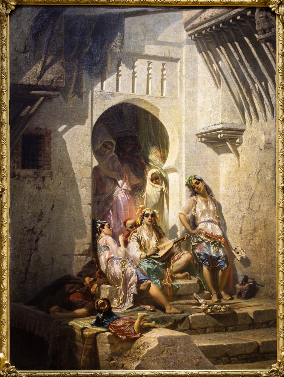 Kobiety z Algieru, wnętrze dziedzińca autorstwa Pierre François Eugène (after) Giraud