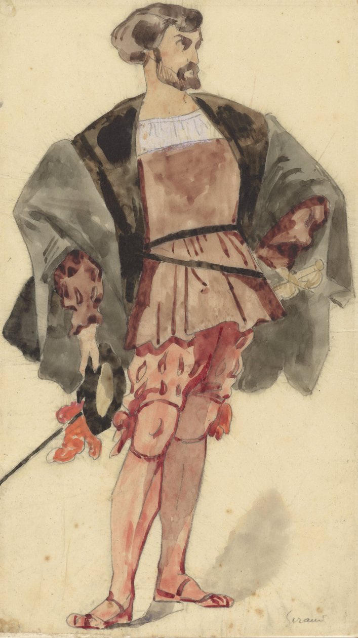 Studium kostiumowe szlachcica z czasów Franciszka I autorstwa Pierre François Eugène Giraud