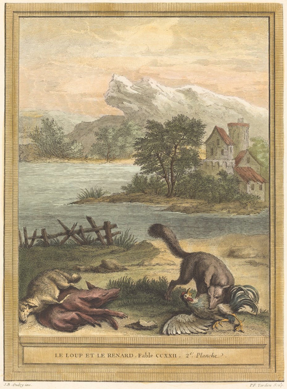 Le loup et le renard (Wilk i lis) autorstwa Pierre François Tardieu after Jean Baptiste Oudry