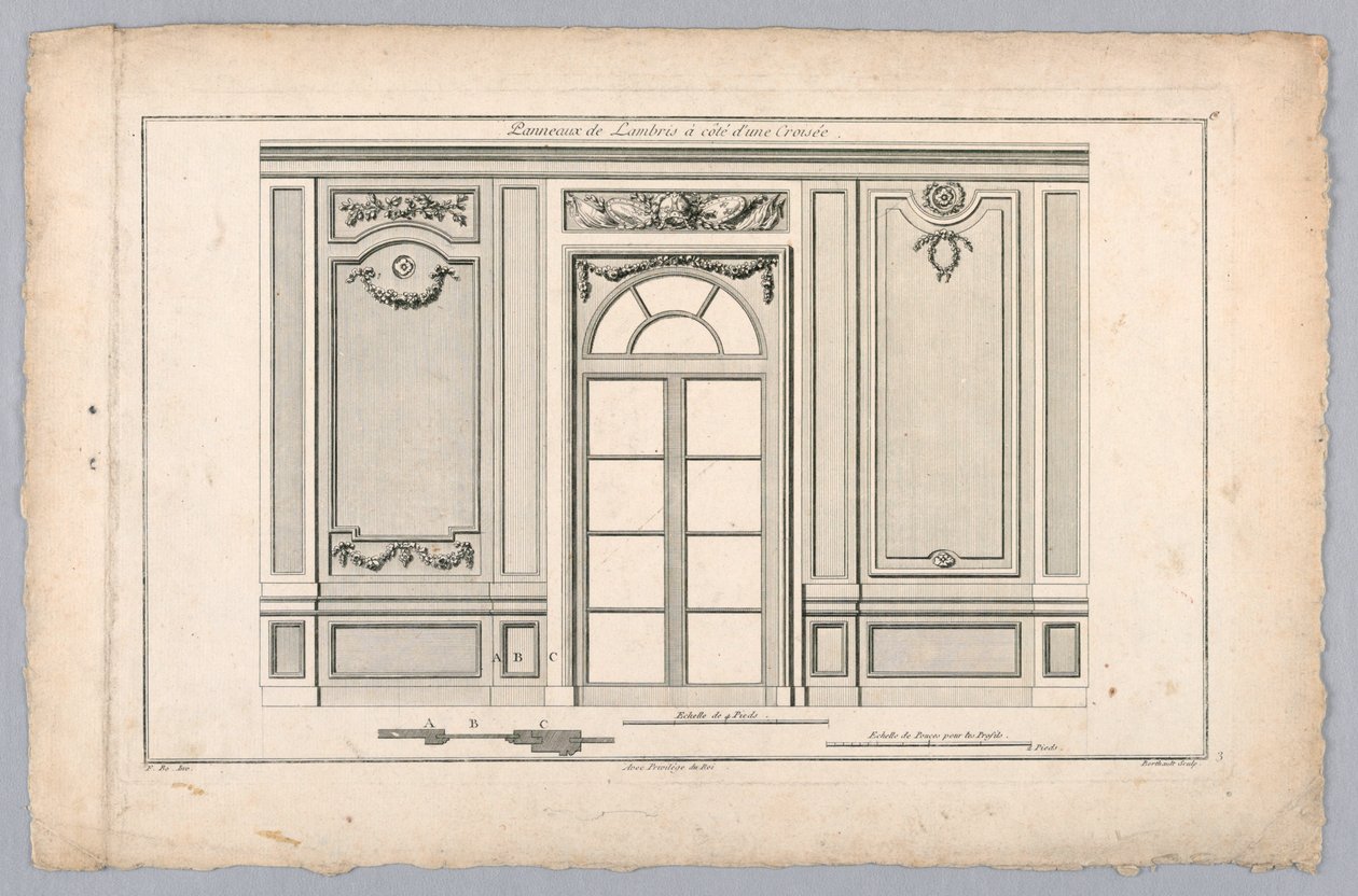 Wnętrze ściany z drzwiami autorstwa Pierre Gabriel Berthault