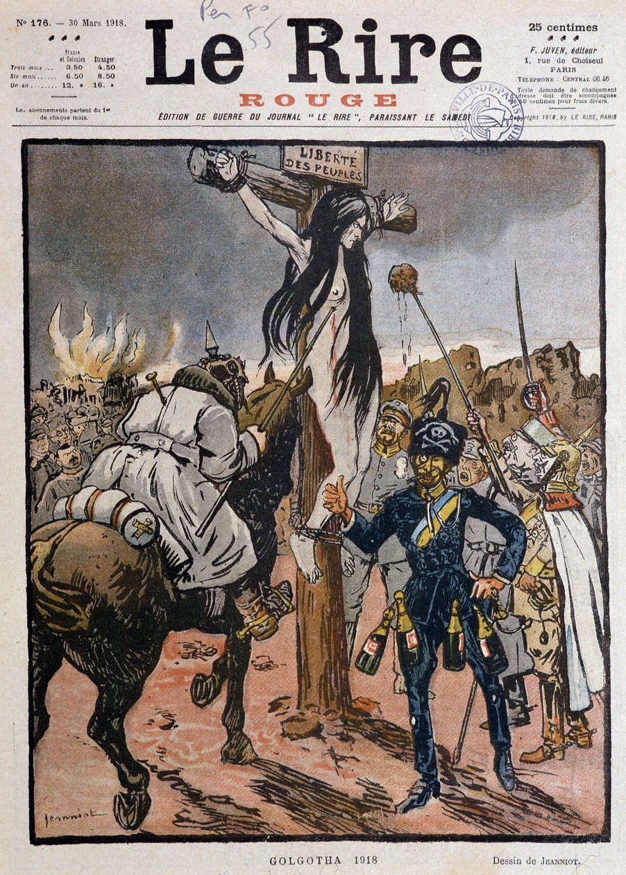 Wolność narodów ukrzyżowanych („” Golgota 1918” ) – Jeanniot, w „Le Lire Rouge”” z 30.03.1918 (rycina) autorstwa Pierre Georges Jeanniot
