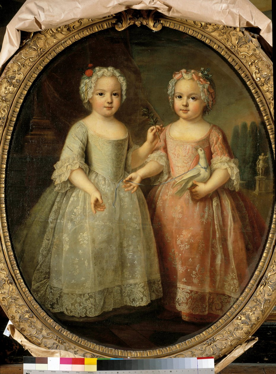 Portrety Ludwiki Elżbiety (1727-1759) i Henrietty (1727-1752) córek Ludwika XV. Obraz Pierre