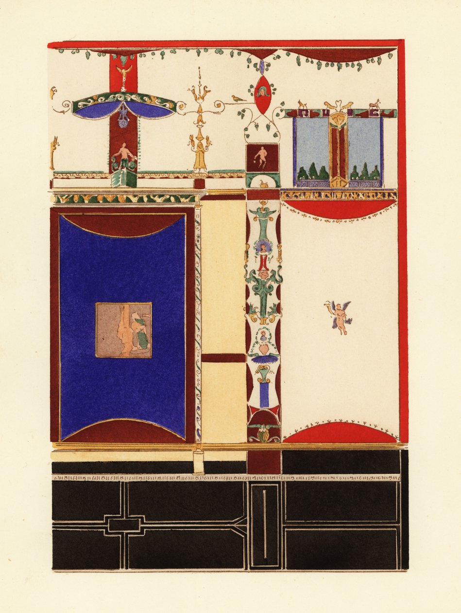 Panel z unikalnym granatem z Pompei, wczesny Czwarty Styl Pompejański autorstwa Pierre Gusman