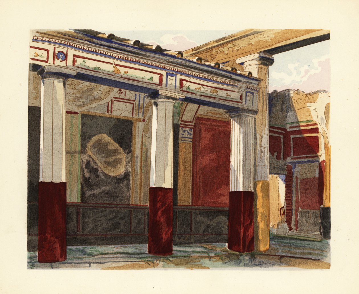 Perystyl Rodyjski Domu Srebrnego Wesela, Dom Srebrnego Wesela, Pompeje autorstwa Pierre Gusman