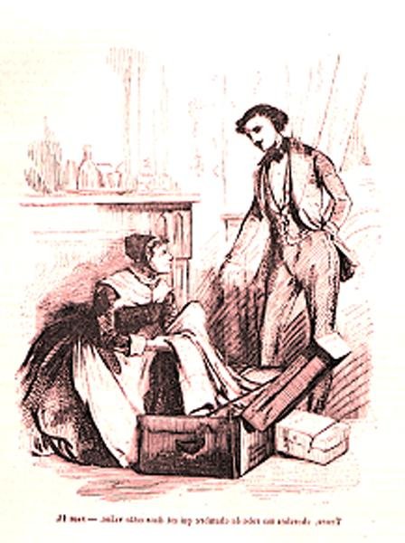 Charles Grandet i Nanon, ilustracja z "Eugenie Grandet" Honore de Balzaca (1799-1850) autorstwa Pierre Gustave Eugene Staal