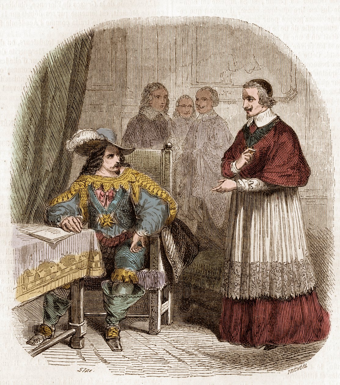 Król Francji Ludwik XIII i minister kardynał Richelieu zakładający Academie Francaise autorstwa Pierre Gustave Eugene Staal