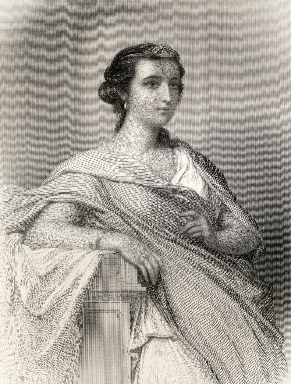 Aspazja z Miletu (ok. 470-410 pne) ilustracja z „World Noted Women” autorstwa Mary Cowden Clarke, 1858 (grawerowanie) autorstwa Pierre Gustave Eugene Staal
