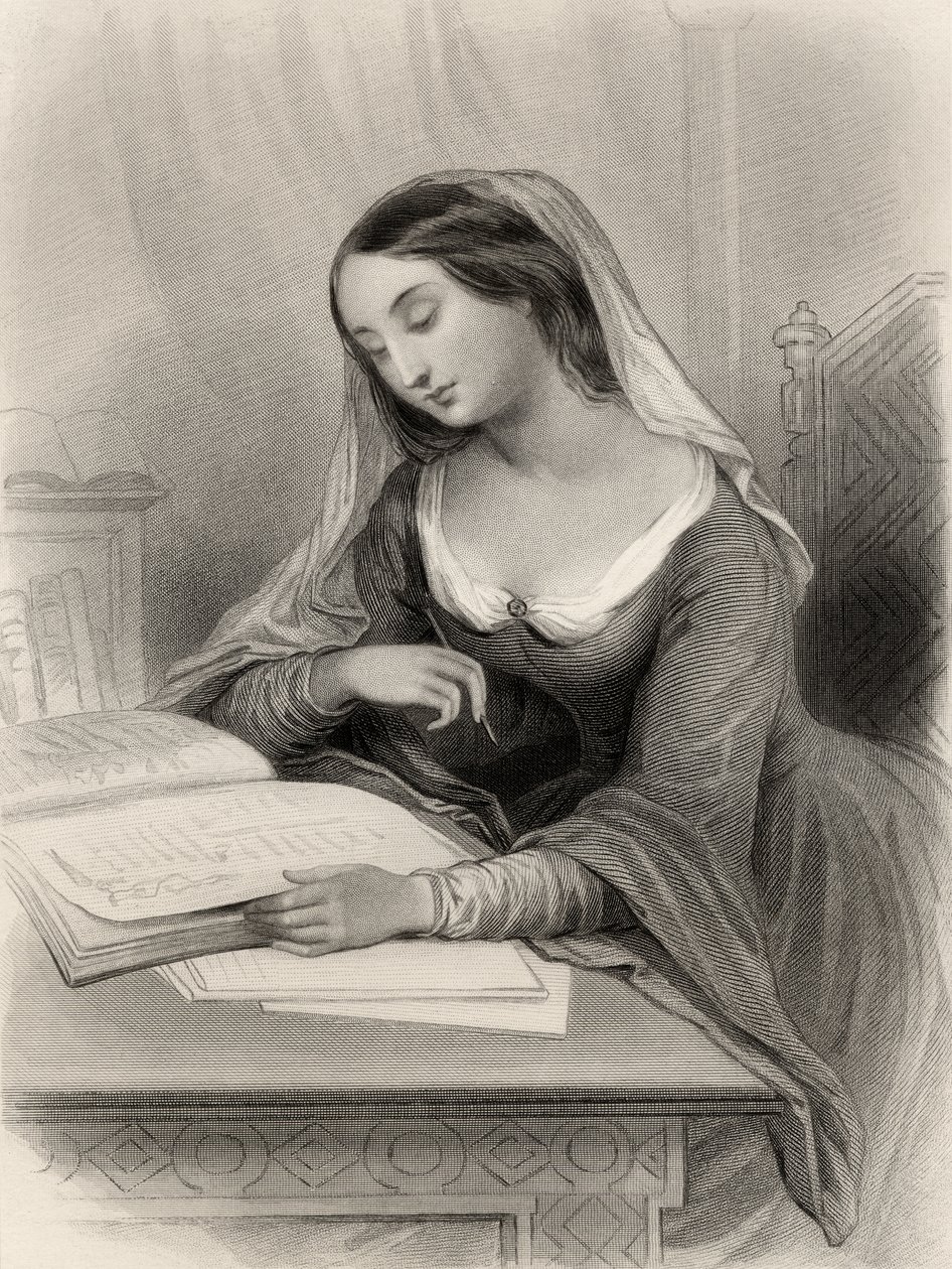 Heloise (1101-60) ilustracja z „World Noted Women” Mary Cowden Clarke, 1858 autorstwa Pierre Gustave Eugene Staal