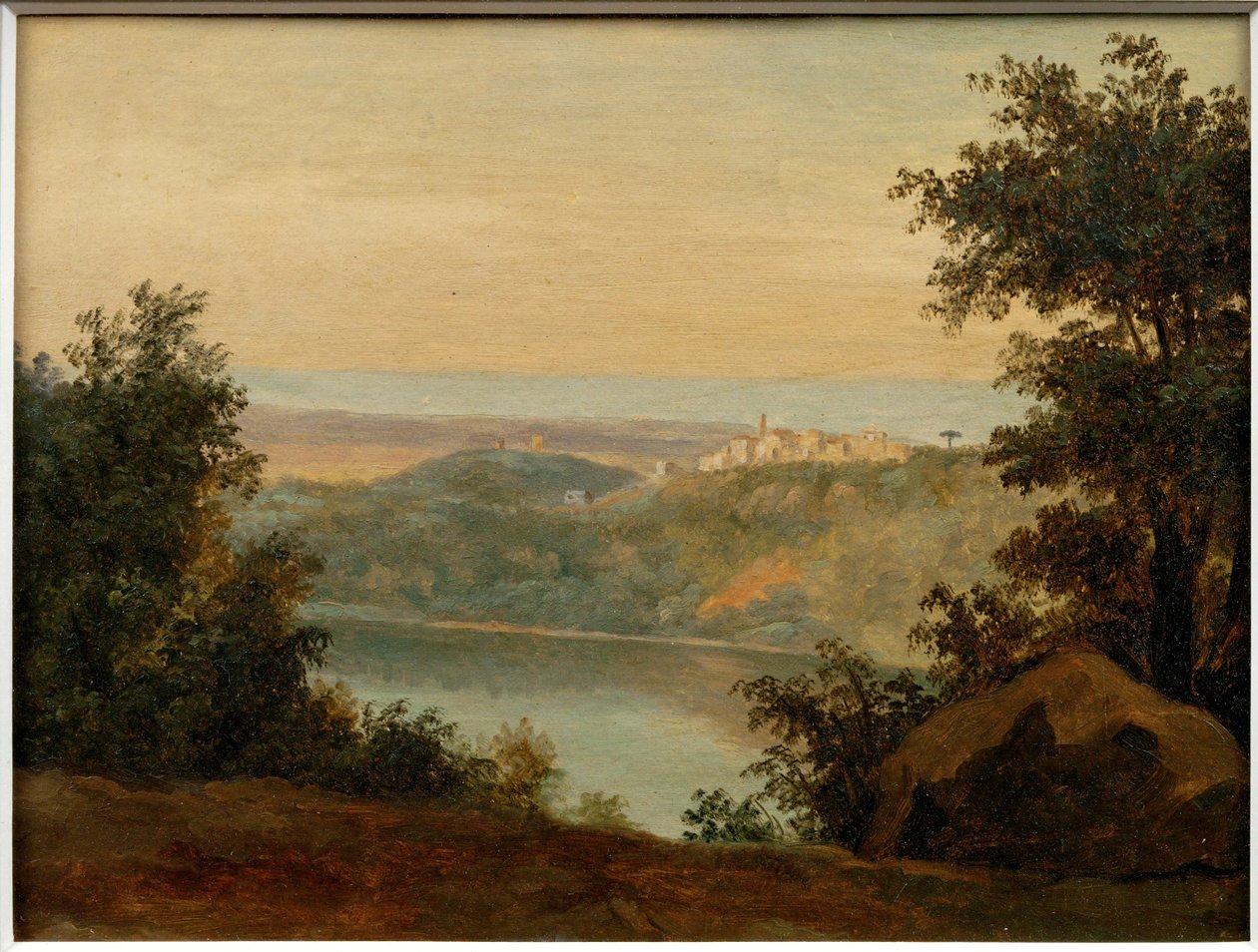 Jezioro Nemi; w oddali miasto Genzano ... autorstwa Pierre Henri de Valenciennes