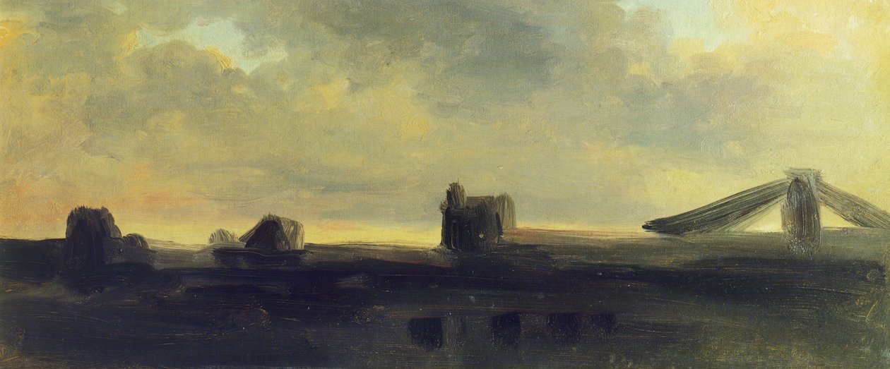 Niebo i dachy, Pierre Henri de Valenciennes (1750-1819), karton autorstwa Pierre Henri de Valenciennes