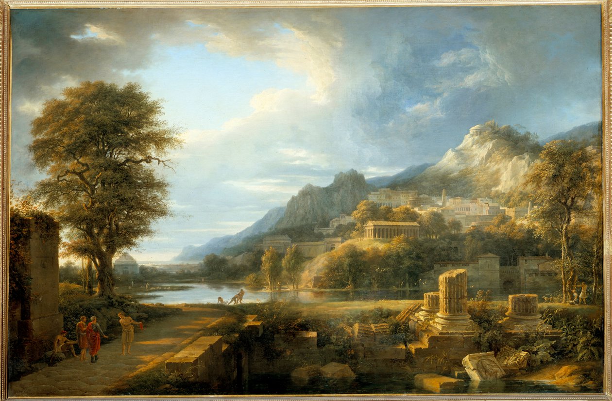 Starożytne miasto Agrigento na Sycylii Obraz Pierre de Valenciennes (1750-1819) XIX w. Słońce. 1,1x1,64 m . autorstwa Pierre Henri de Valenciennes
