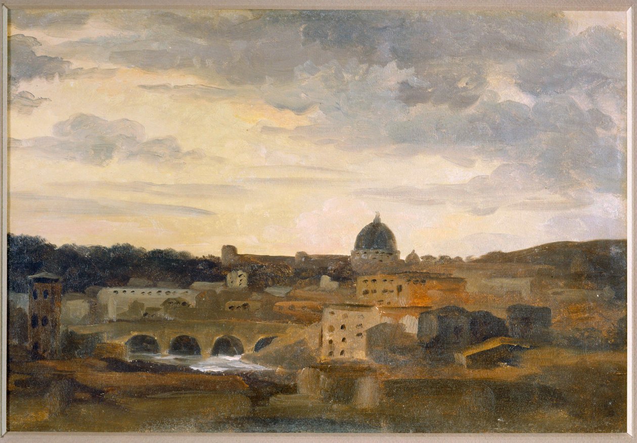 Widok Rzymu w burzową pogodę (rysunek na kartonie) autorstwa Pierre Henri de Valenciennes