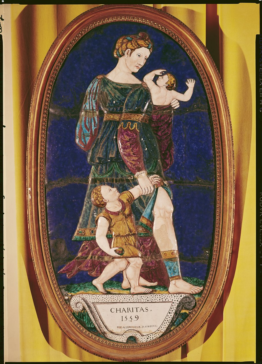Tablica z wizerunkiem Miłosierdzia, Limousin, 1559 (malowana emalia) autorstwa Pierre I Courteys