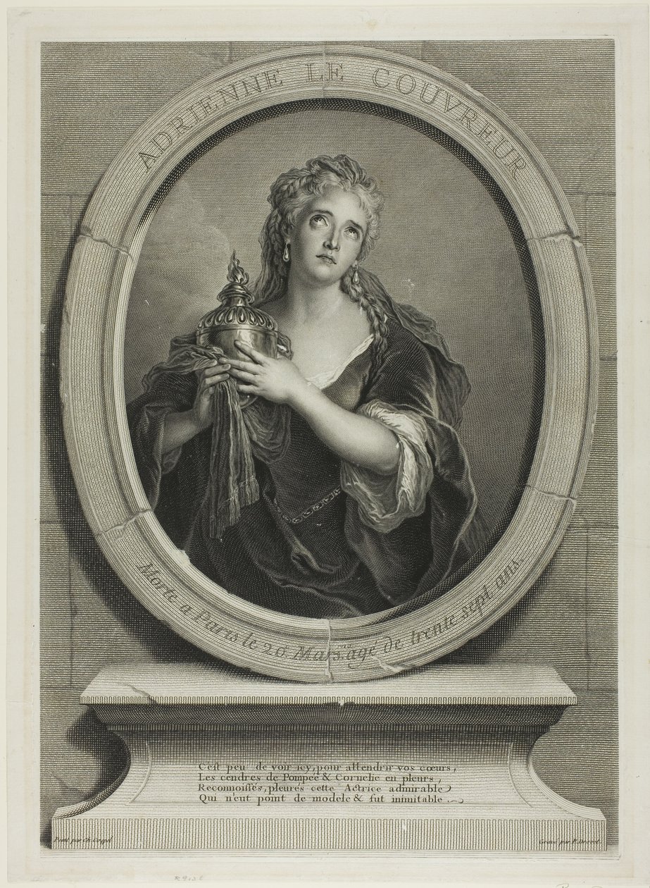 Portret Adrienne Le Couvreur autorstwa Pierre Imbert Drevet
