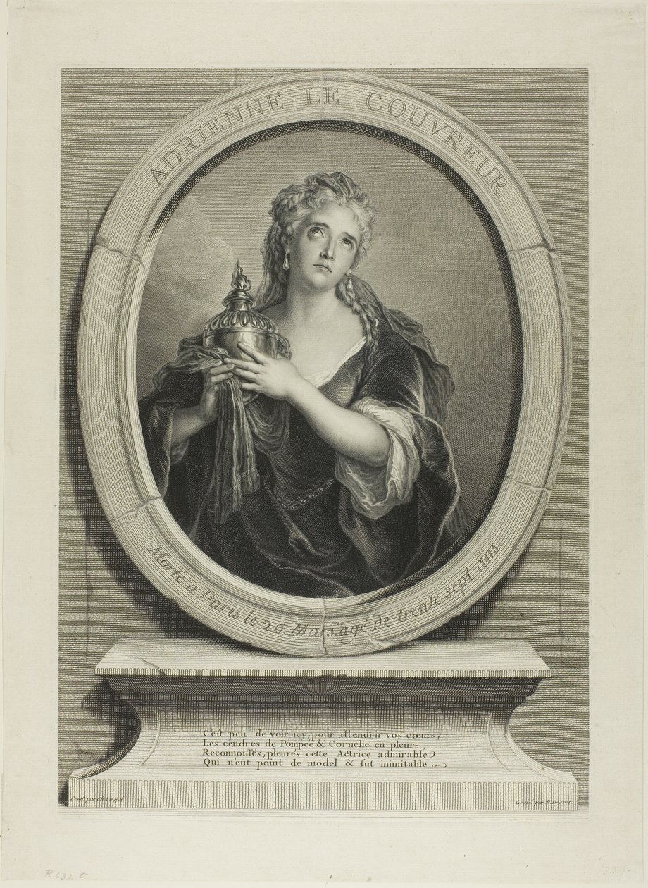 Portret Adrienne Le Couvreur autorstwa Pierre Imbert Drevet
