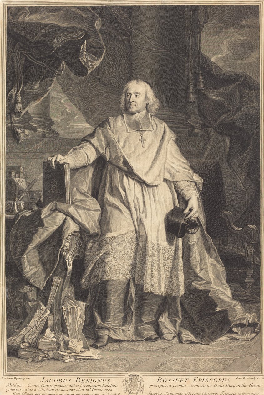 Jacques-Beigne Bossuet autorstwa Pierre Imbert Drevet after Hyacinthe Rigaud