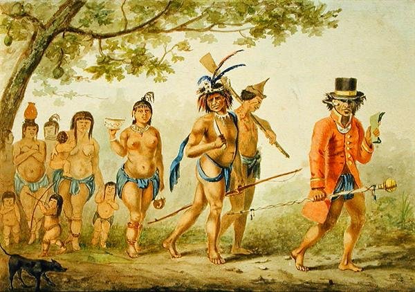 Marsz plemienia, ok. 1839 (akwarela na papierze) autorstwa Pierre J. Benoit