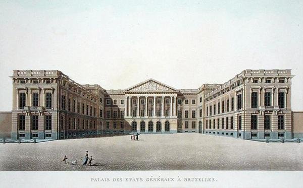 Palace of the Estates General, Bruksela, z „Wybór najwybitniejszych zabytków, budynków i domów Królestwa Niderlandów” Pierre