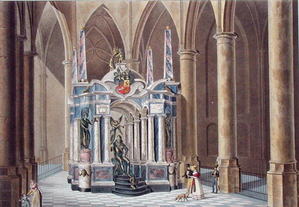 Grób Wilhelma I Księcia Orańskiego w Delft, z „Wybór najbardziej wybitnych zabytków, budynków i domów Królestwa Niderlandów” Pierre