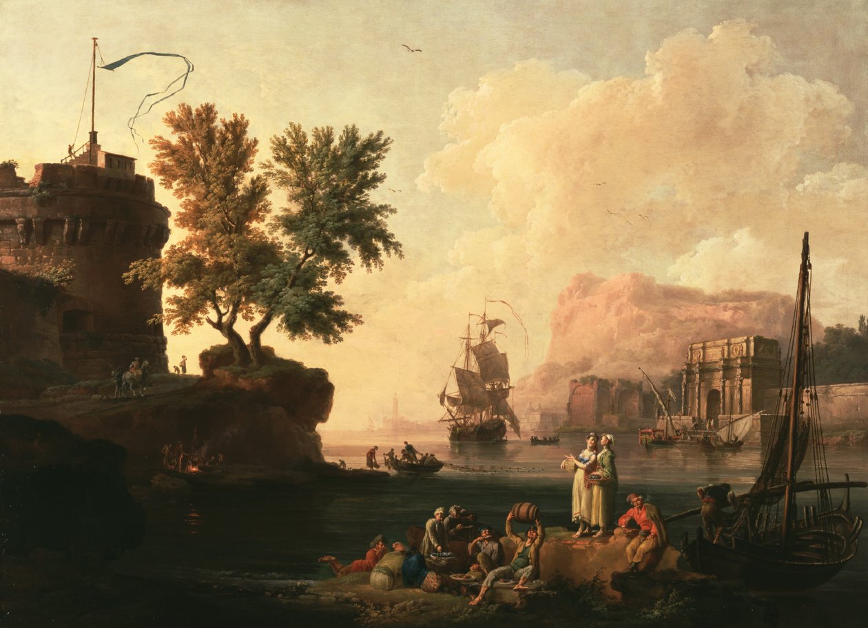 Śródziemnomorska scena portowa autorstwa Pierre Jacques Volaire