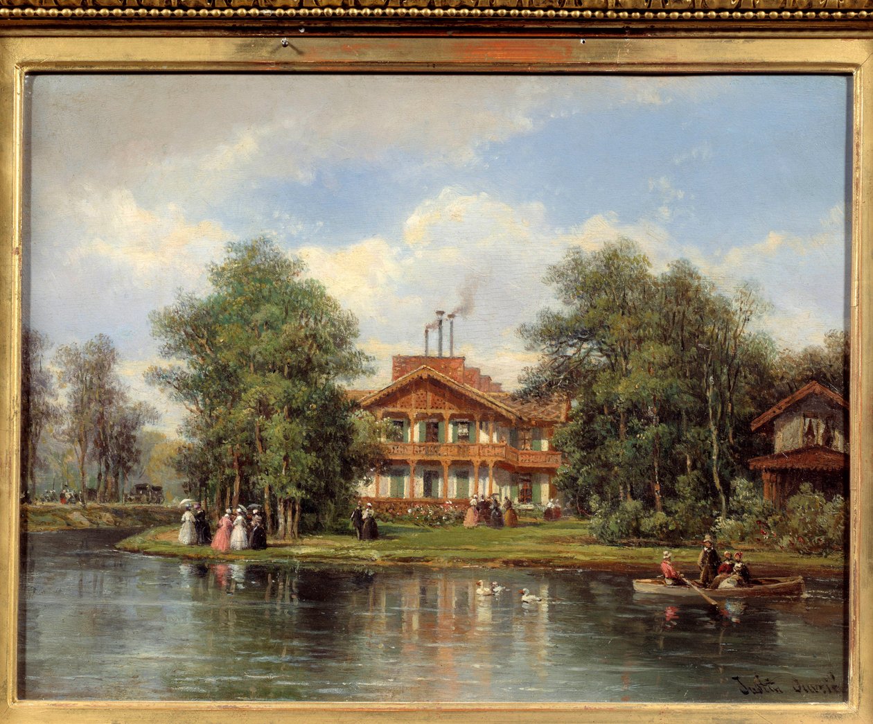 Chata żółtych drzwi, restauracja w Bois de Vincennes. Obraz Justina Ovrie (1806 - 1879) autorstwa Pierre Justin Ouvrie