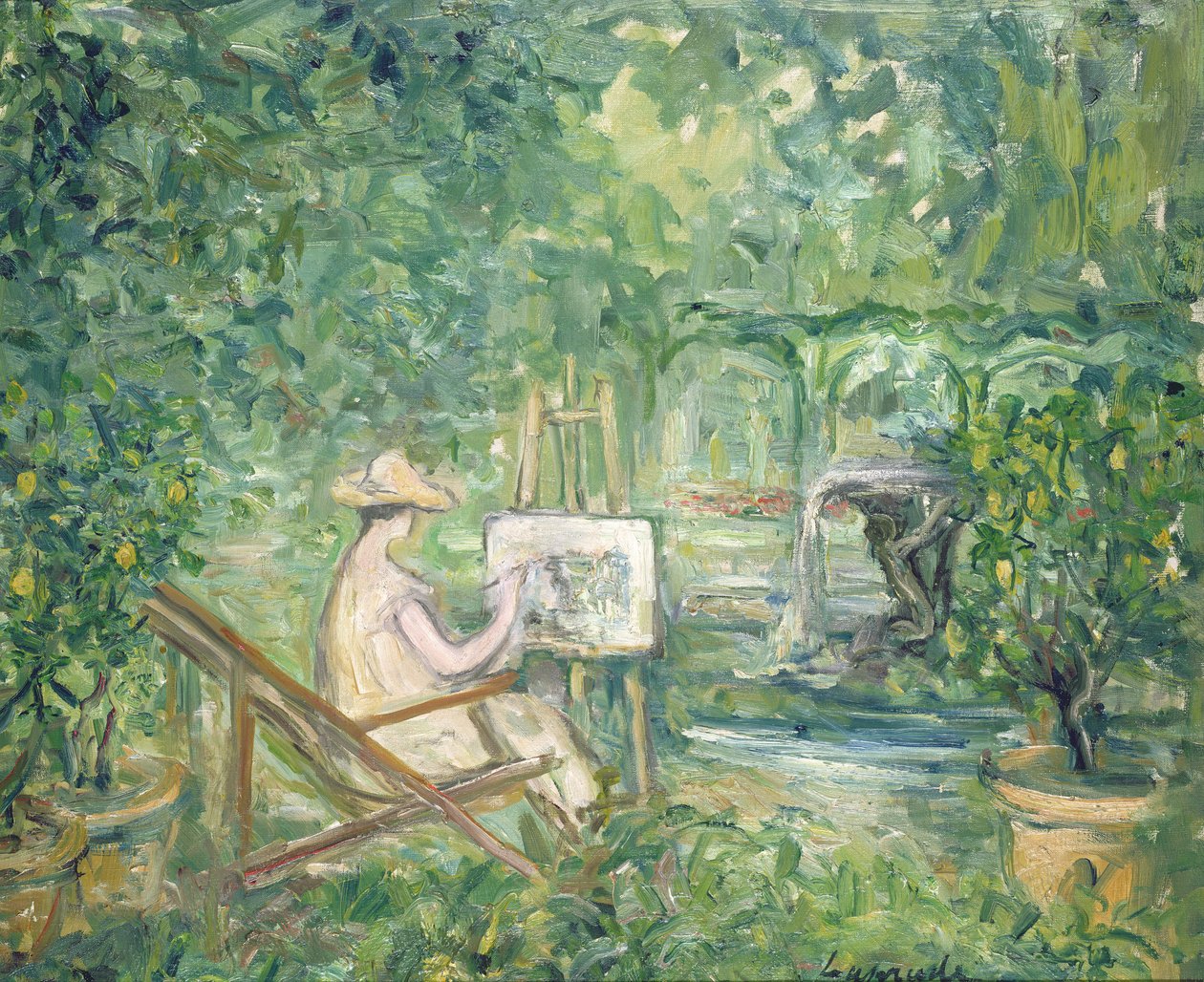 Kobieta malująca w pejzażu, 1900-10 autorstwa Pierre Laprade
