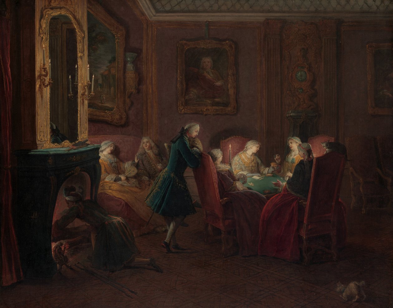 Gracze w karty w salonie. autorstwa Pierre Louis Dumesnil