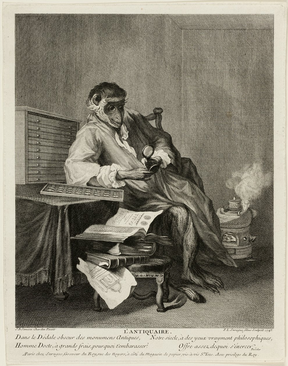Antykwariusz małp autorstwa Pierre Louis de Surugue