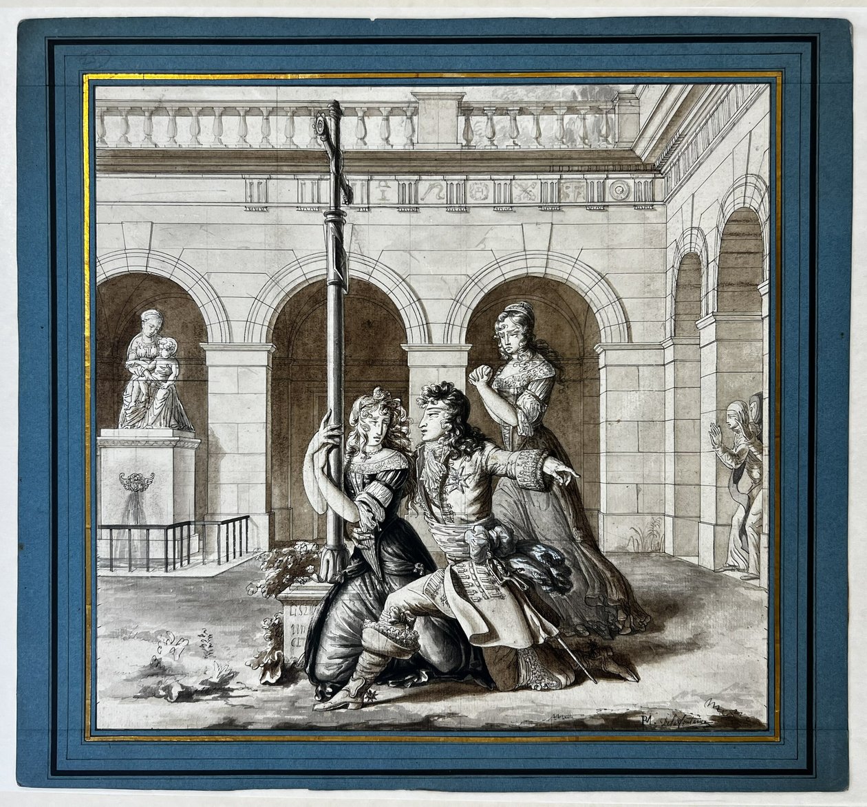 Ludwik XIV błaga Louise de La Vallière w klasztorze karmelitanek w Chaillot autorstwa Pierre Maximilien Delafontaine