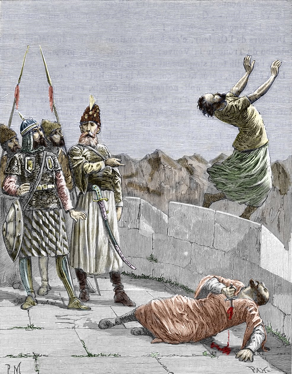 izmailickiej sekty Wschodu lub morderców założonych przez Hassana ibn al-Sabbaha (1036-1124), znanego jako starzec z Gór”, rep. Ismailizm: reprezentacja Hassana autorstwa Pierre Mejanel