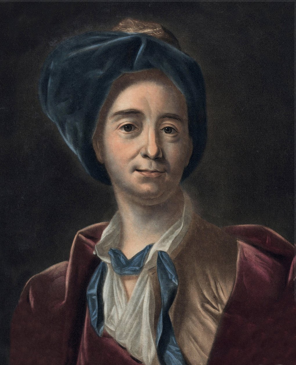 Portret Bernarda Le Bouyera (Le Bovier) autorstwa Fontenelle (1657-1757), francuskiego pisarza. grawerowanie wg Pierre
