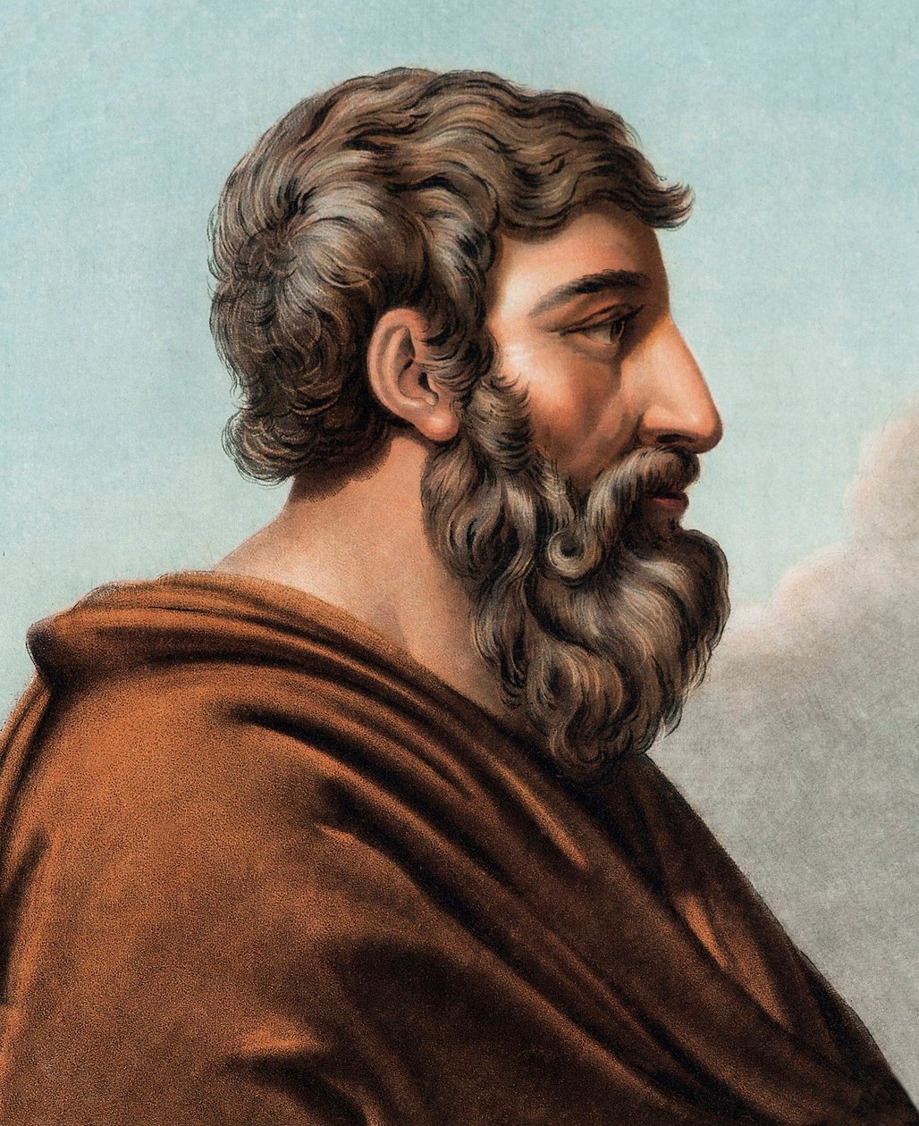 Portret Likurga (Lykourgos) mitycznego prawodawcy Sparty (IX lub VIII wiek p.n.e.). (Lykurgus ze Sparty) Grawerowanie autorstwa Pierre Michel Alix (1762-1817) autorstwa Pierre Michel Alix