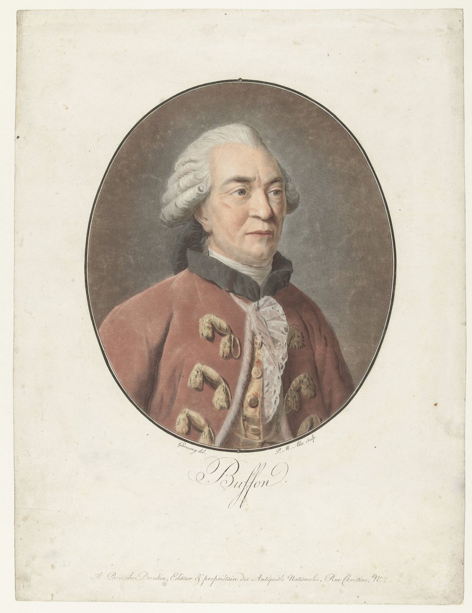 Portret van Georges Louis Leclerc graaf van Buffon Buffon (tytuł na obiekcie) Kolekcja wielkich ludzi (tytuł serii) autorstwa Pierre Michel Alix