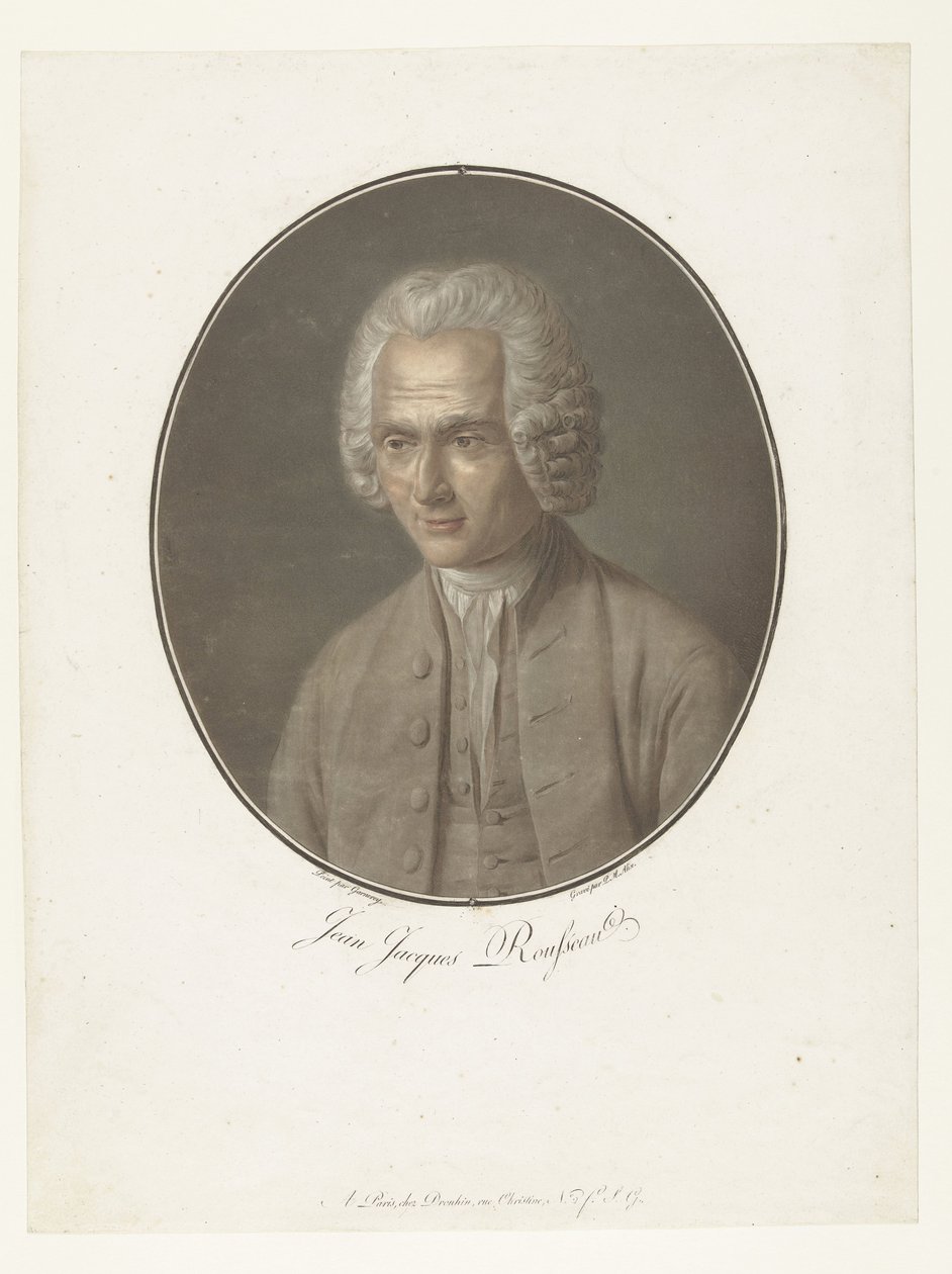 Portret Jean-Jacquesa Rousseau Jean-Jacques Rousseau (tytuł na obiekcie) Kolekcja wielkich ludzi (tytuł serii) autorstwa Pierre Michel Alix