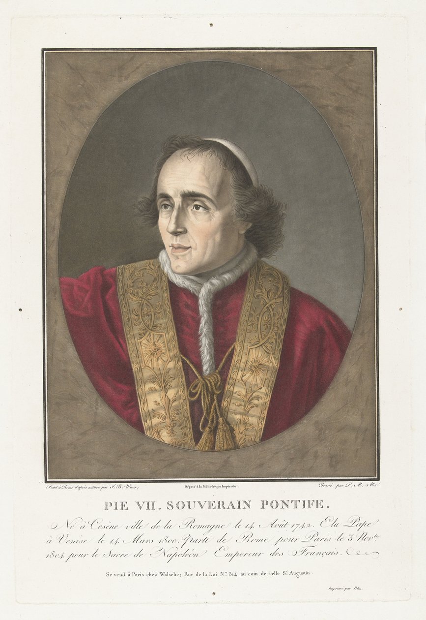 Portret van Pausa Piusa VII Pius VII. suwerenny papież (tytuł na przedmiocie) autorstwa Pierre Michel Alix