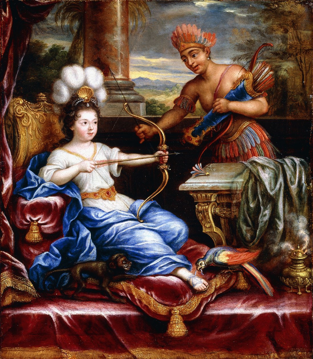 Alegoria Ameryki składa hołd Europie, autorstwa Pierre Mignard