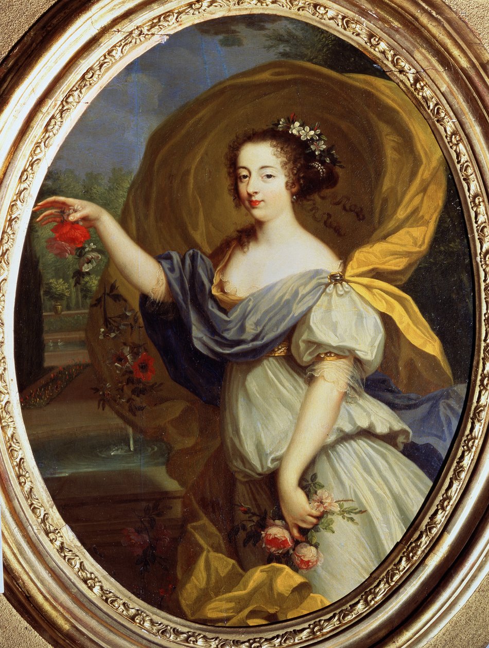 ""Portret Louise Francoise De La Baume Le Blanc, Księżna Valliere (Madame De La Valliere) (1644-1710), Ulubiona Ludwika XIV, In Flora"" Obraz Pierre