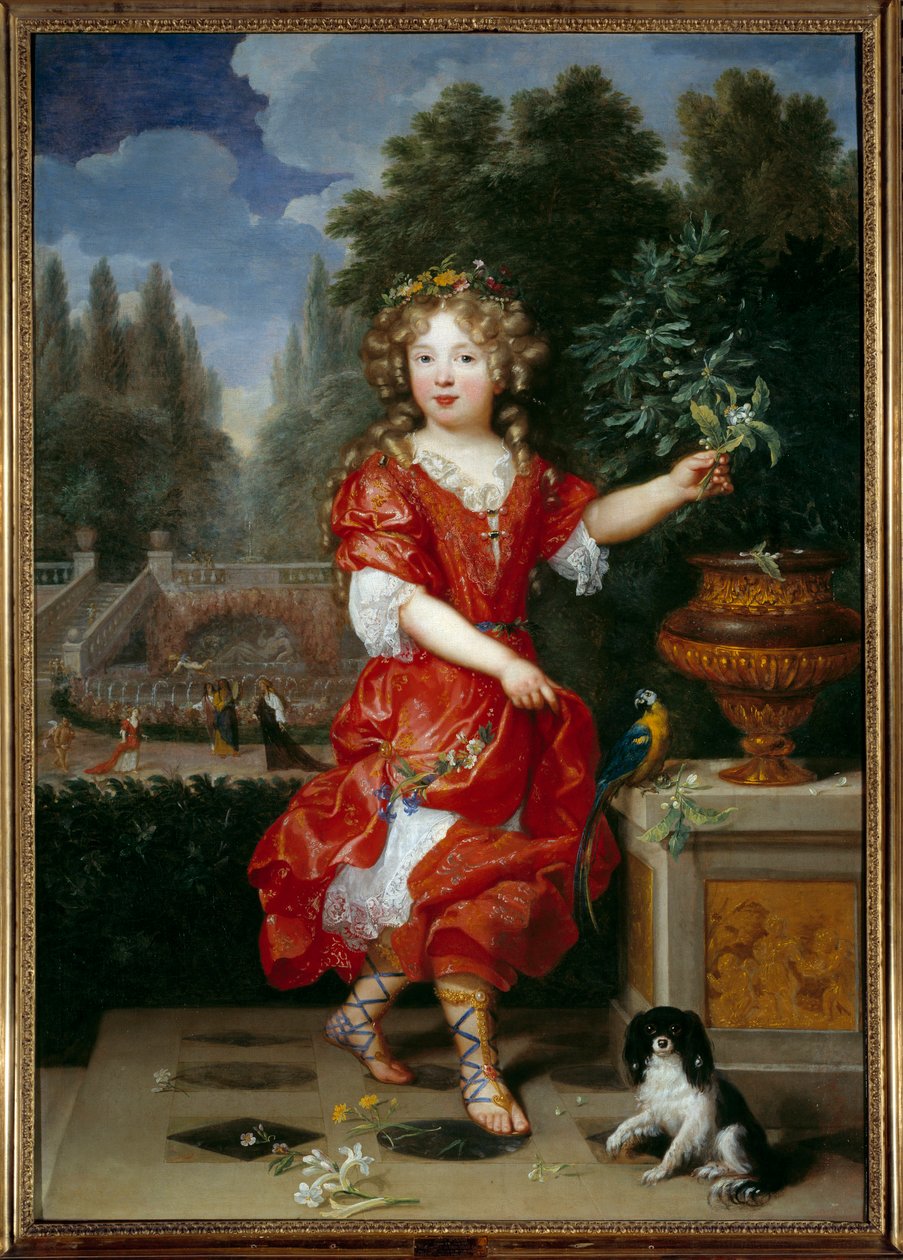 Portret u stóp Mademoiselle de Blois (1666-1739) Marie Anne de Bourbon, córki Ludwika XIV i Mademoiselle de la Valliere, przyszłej księżnej Conti Obraz Pierre Mignard (1612-1695) XVII w. Ndz. 1,38x0,98 m² autorstwa Pierre Mignard