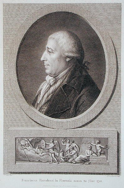 Portret Francesco Bartolozziego (1727-1815) grawerowany przez Jacquesa Brouillarda (1744-1806) (grafika) autorstwa Pierre Noel Violet