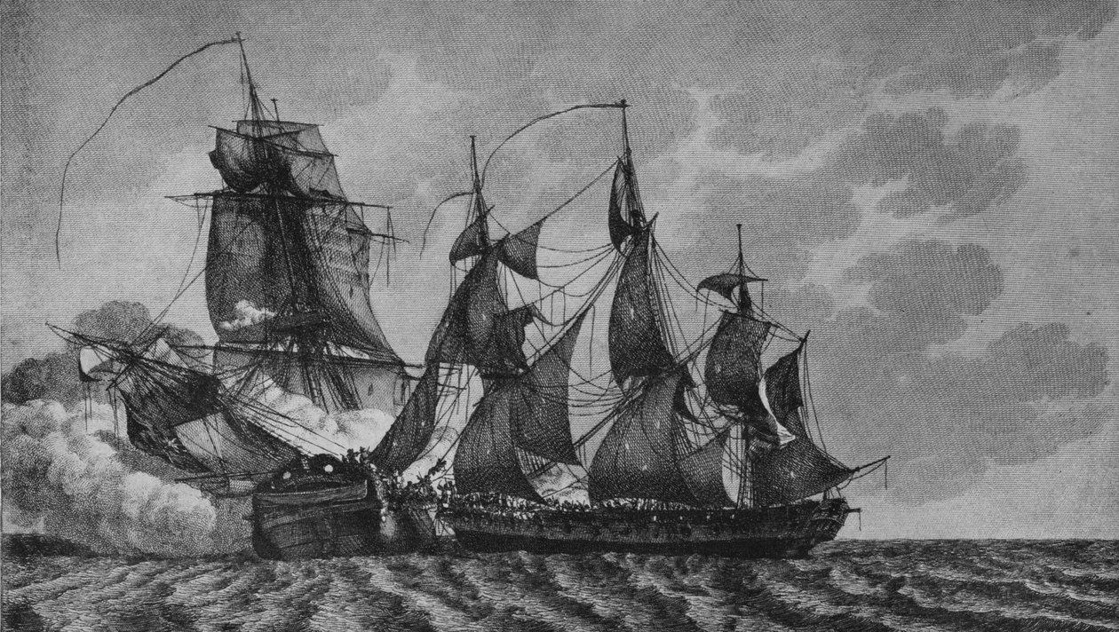 Ambuscade i Bayonnaise, c1799 autorstwa Pierre Ozanne