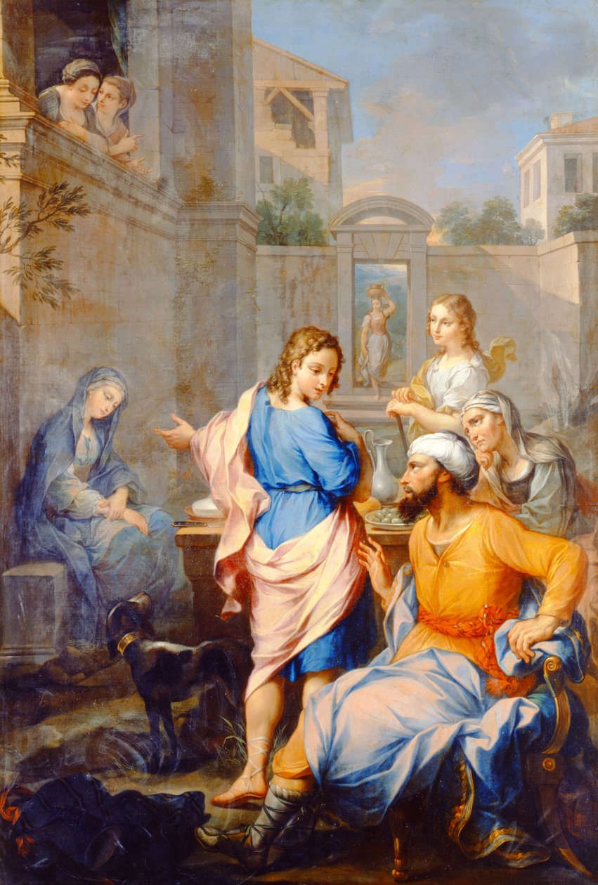 Tobiasz prosi Raguela o córkę Sary, za rękę w małżeństwie, 1733 autorstwa Pierre Parrocel