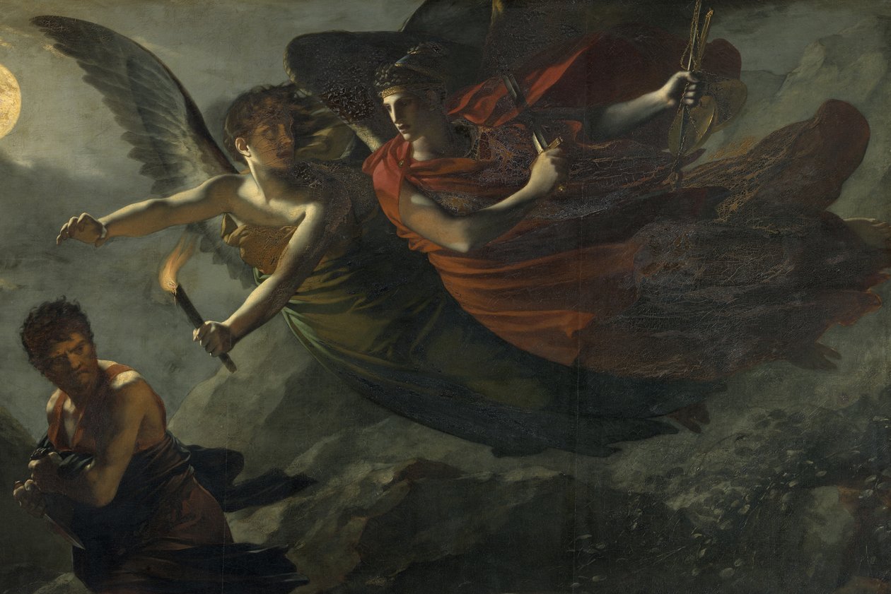 Szczegół: Sprawiedliwość i Boska Zemsta ścigają zbrodnię autorstwa Pierre Paul Prudhon