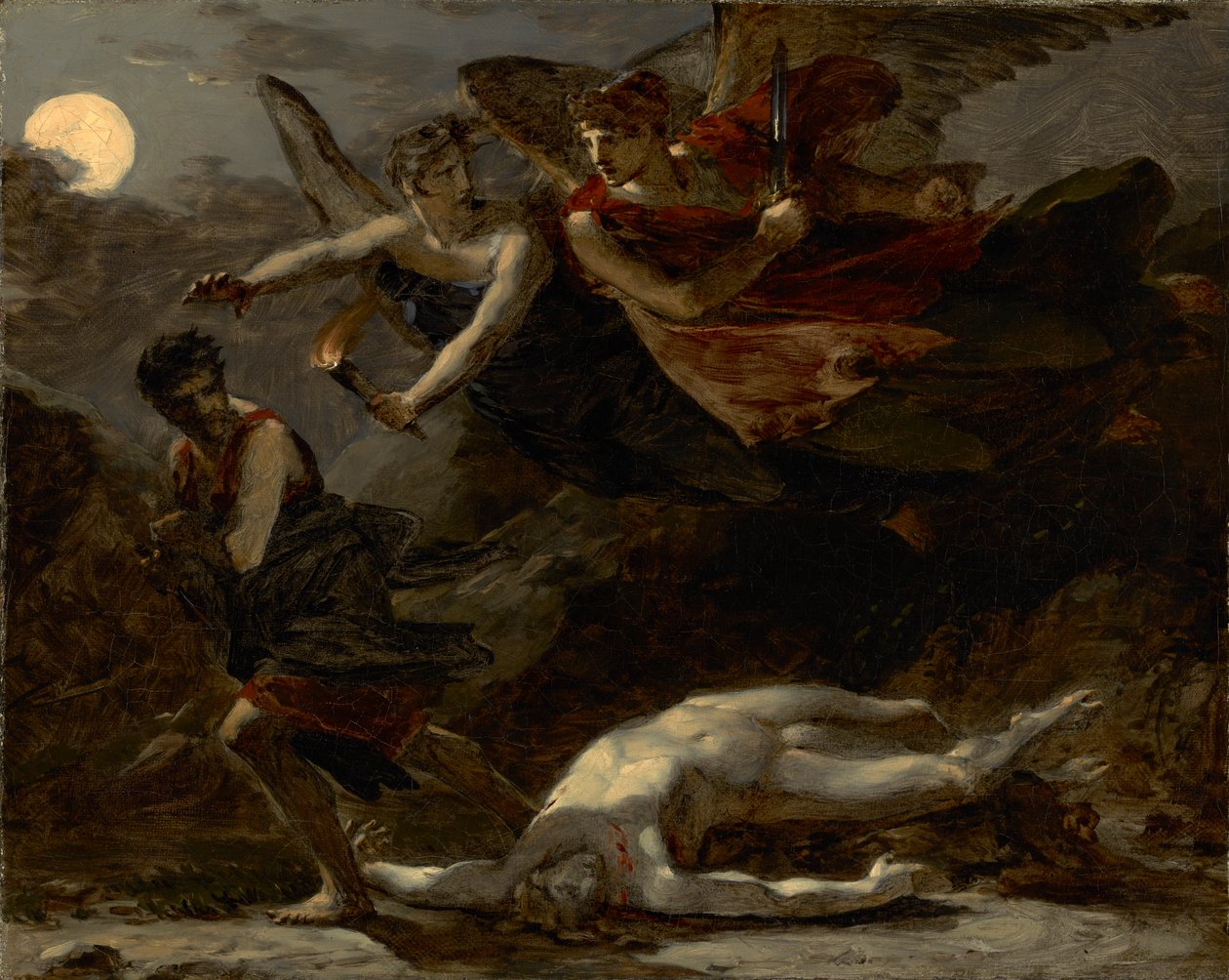 Sprawiedliwość i Boska Zemsta ścigająca zbrodnię, ok. 1805-6 autorstwa Pierre Paul Prudhon