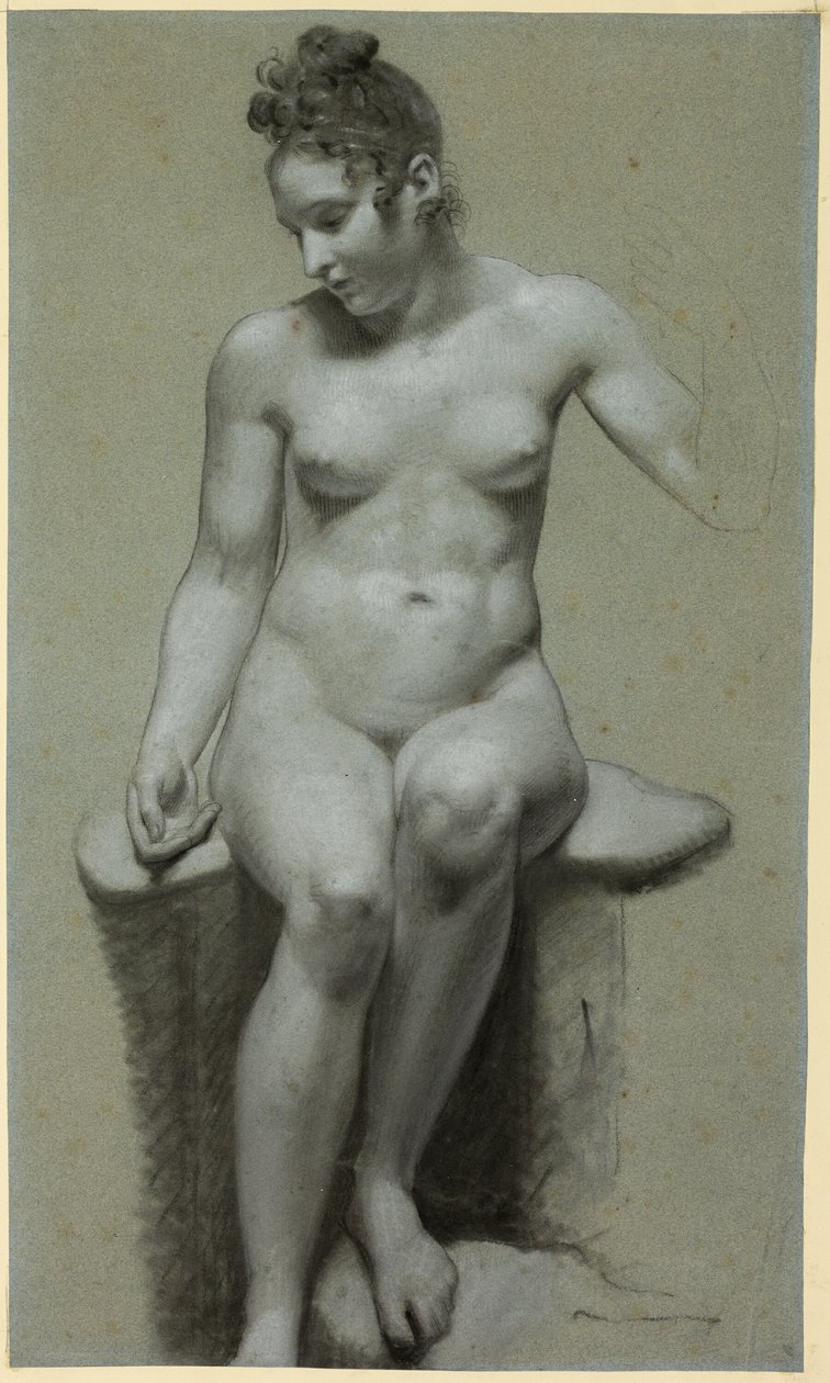 Akt kobiecy w pozycji siedzącej autorstwa Pierre Paul Prud