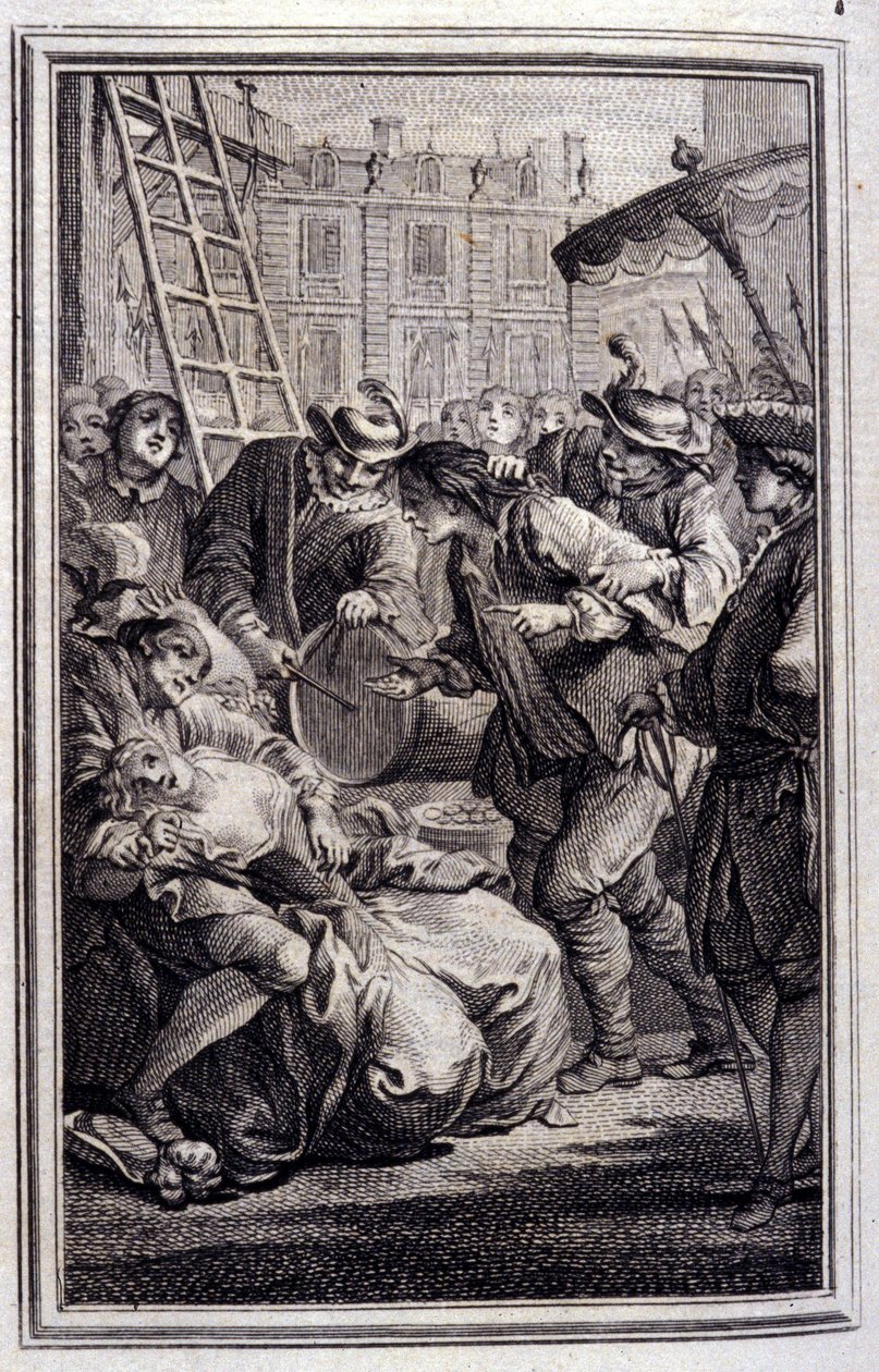 Belphegor - w „”Opowieściach i opowiadaniach wierszem”” Jean La Fontaine. 1776. Ilustracja P.P. Choffarda. autorstwa Pierre Philippe Choffard