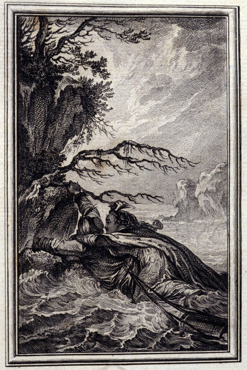 Narzeczona króla Garbe - w „Opowieściach i nowinach wierszem” Jeana La Fontaine. 1776. Ilustracja P.P. Choffarda. autorstwa Pierre Philippe Choffard