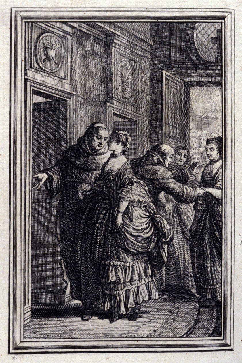 Les Freres de Catalunya - w „”Opowieściach i opowiadaniach wierszem”” Jeana La Fontaine. 1776. Ilustracja P.P. Choffarda. autorstwa Pierre Philippe Choffard